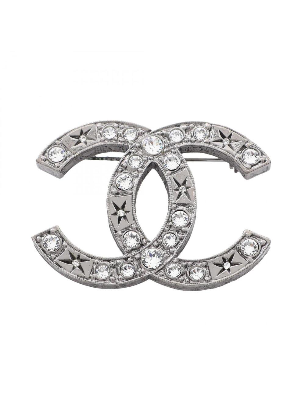 Chanel Cc Logo Brooch Silver-Tone Metal #351426C11B